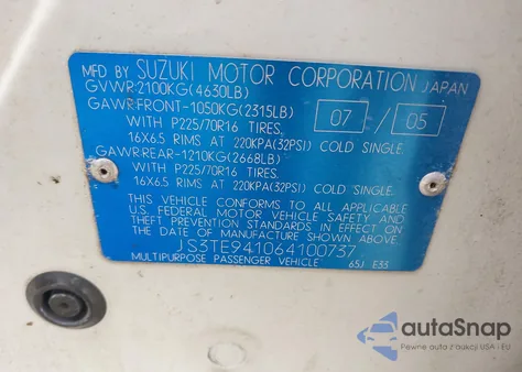 2006 Suzuki Grand Vitara from USA, damaged, VIN JS3TE941064100737